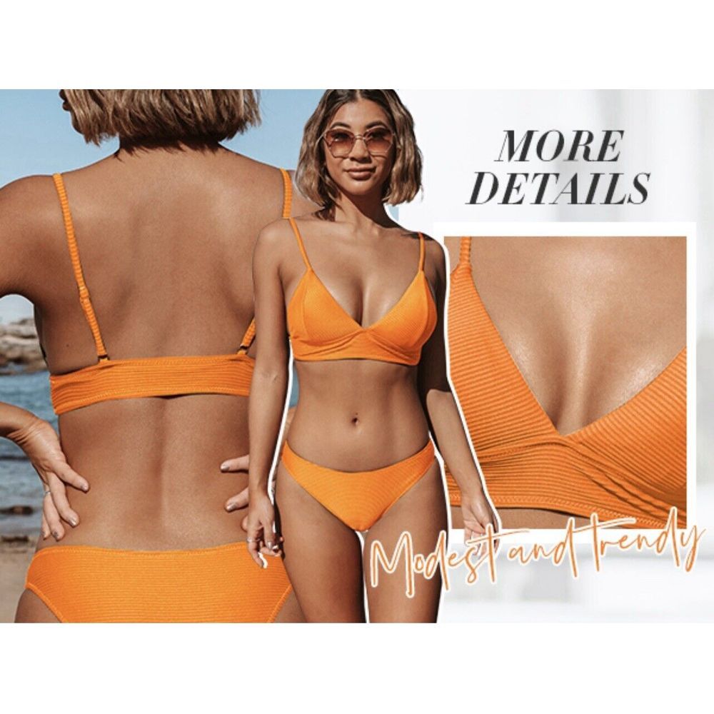 Cupshe Solid Low Waist Bikini Set Triangle Two Pieces Swimwear Size S. A-900